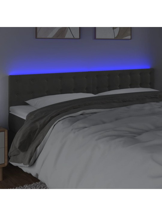 Čelo postele s LED tmavě šedé 180x5x78/88 cm samet