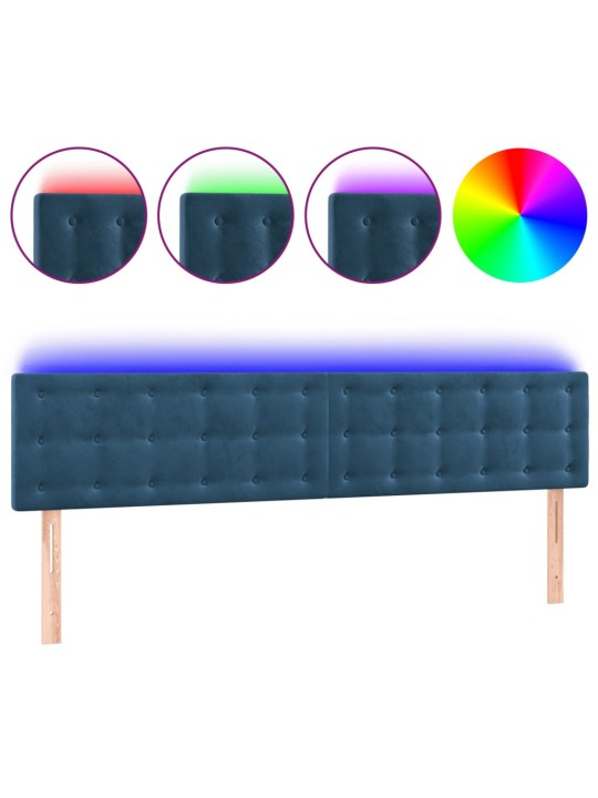 Čelo postele s led tmavě modré 180x5x78/88 cm samet