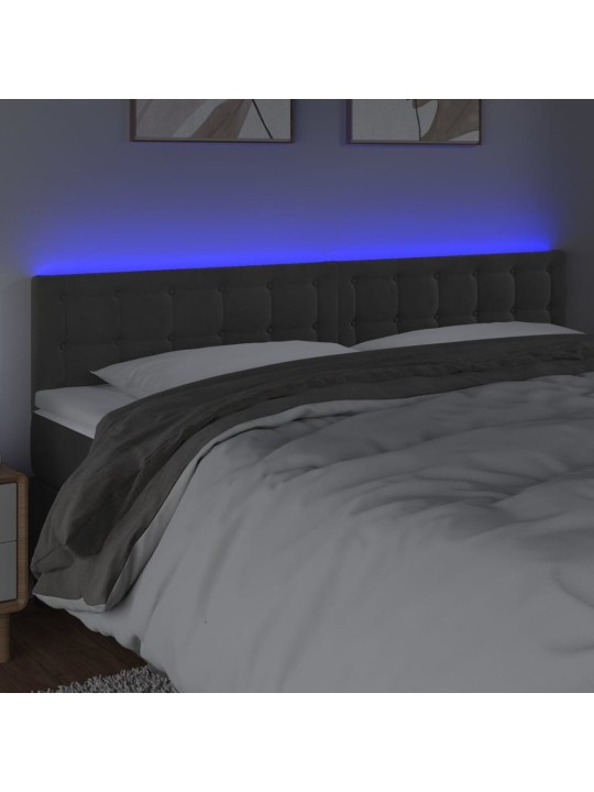 Čelo postele s LED tmavě šedé 200x5x78/88 cm samet