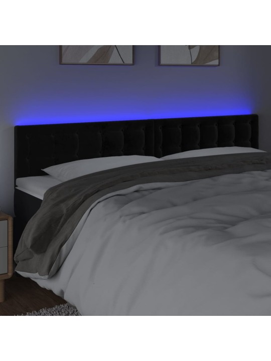 Čelo postele s LED černé 200x5x78/88 cm samet