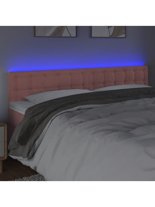 Čelo postele s LED růžové 200x5x78/88 cm samet