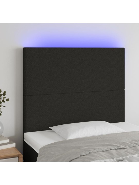 Čelo postele s LED černé 80x5x118/128 cm textil