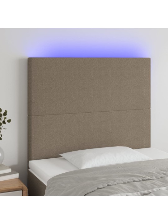 Čelo postele s LED taupe 80x5x118/128 cm textil