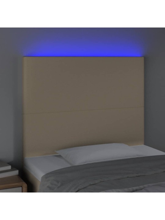 Čelo postele s LED krémové 90x5x118/128 cm textil