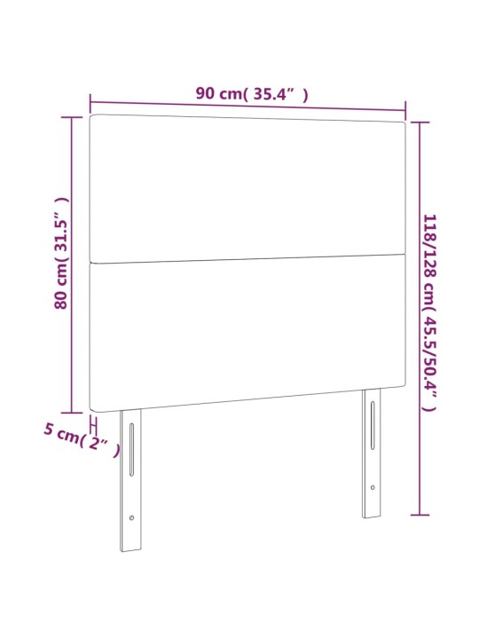 Čelo postele s LED krémové 90x5x118/128 cm textil