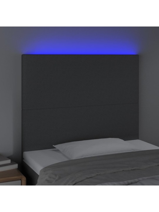 Čelo postele s LED tmavě šedé 100x5x118/128 cm textil