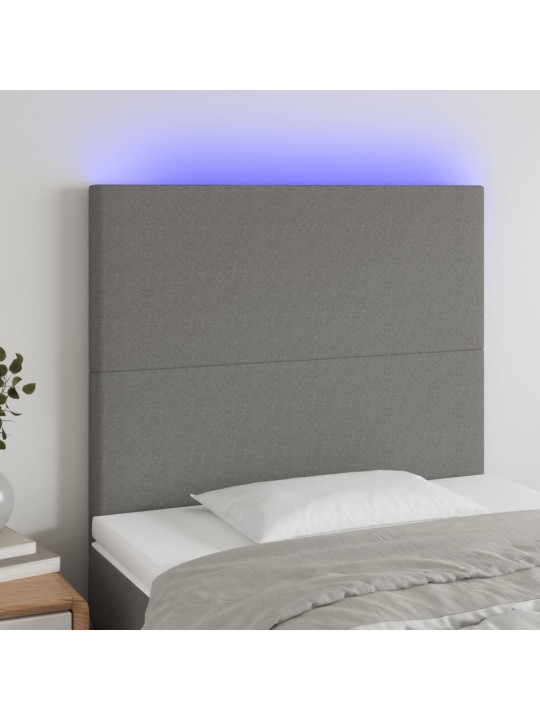 Čelo postele s LED tmavě šedé 100x5x118/128 cm textil