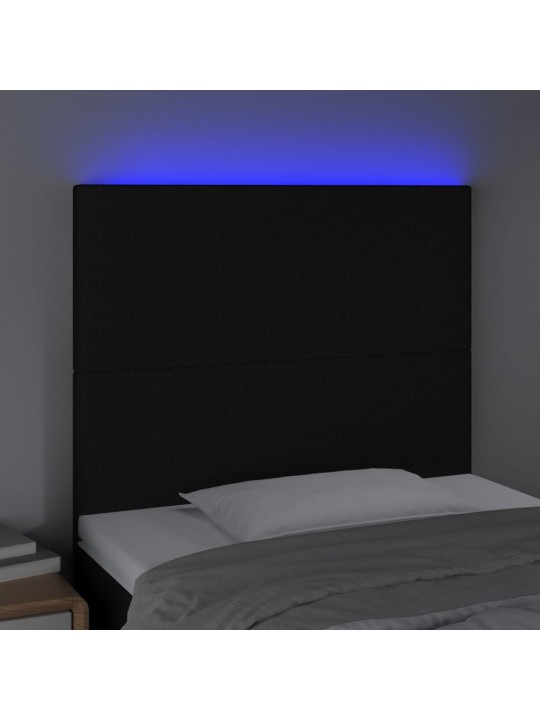 Čelo postele s LED černé 100x5x118/128 cm textil