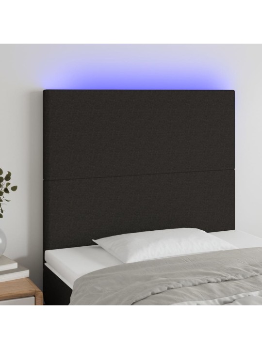 Čelo postele s LED černé 100x5x118/128 cm textil