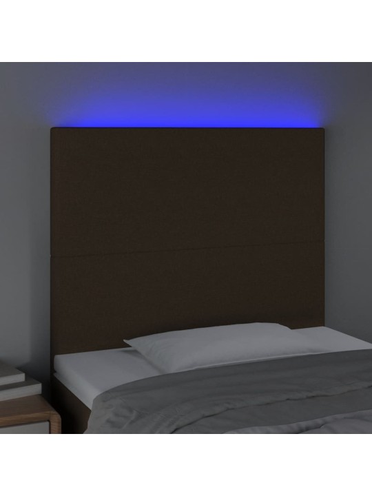 Čelo postele s LED tmavě hnědé 100x5x118/128 cm textil