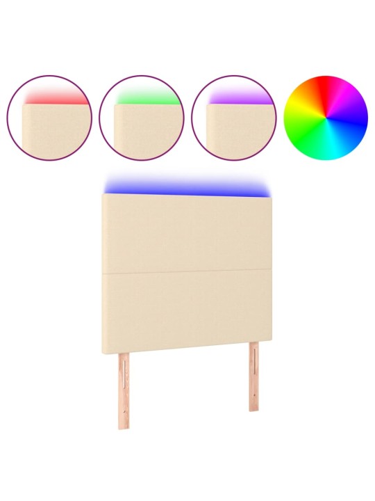 Čelo postele s LED krémové 100x5x118/128 cm textil