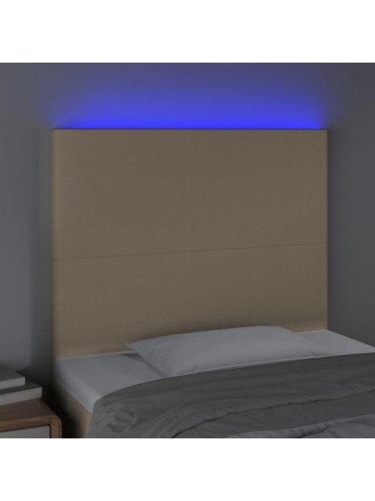 Čelo postele s LED krémové 100x5x118/128 cm textil
