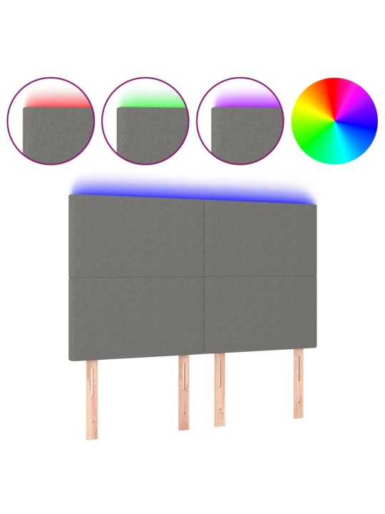 Čelo postele s LED tmavě šedé 144x5x118/128 cm textil