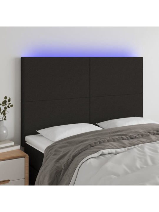 Čelo postele s LED černé 144x5x118/128 cm textil