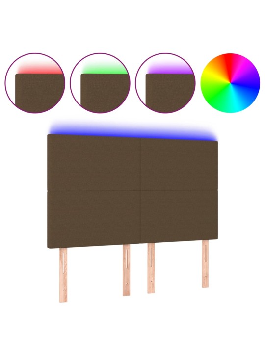 Čelo postele s led tmavě hnědé 144x5x118/128 cm textil