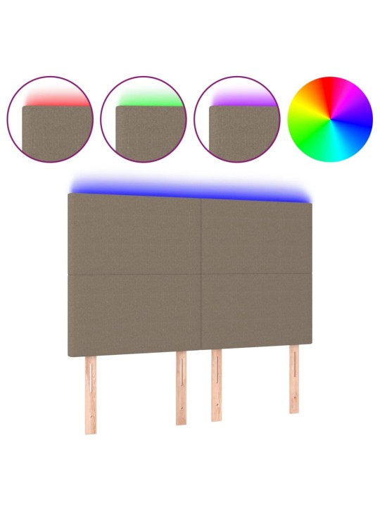 Čelo postele s led taupe 144x5x118/128 cm textil