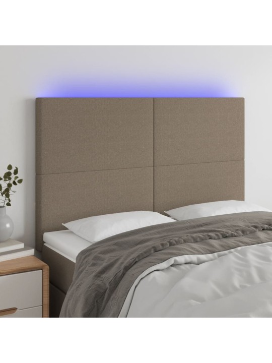 Čelo postele s led taupe 144x5x118/128 cm textil