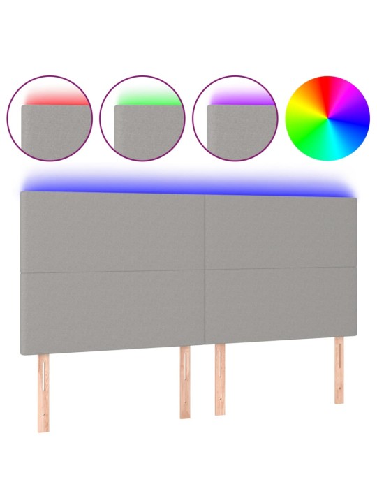 Čelo postele s LED světle šedé 160x5x118/128 cm textil