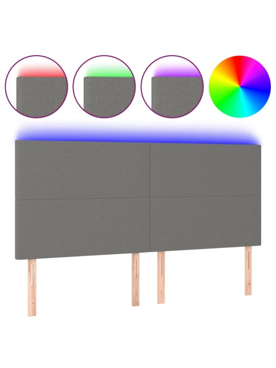 Čelo postele s LED tmavě šedé 160x5x118/128 cm textil