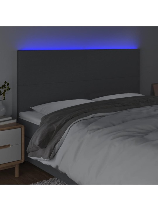Čelo postele s LED tmavě šedé 160x5x118/128 cm textil