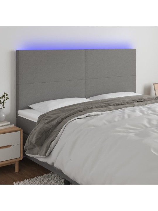 Čelo postele s LED tmavě šedé 160x5x118/128 cm textil