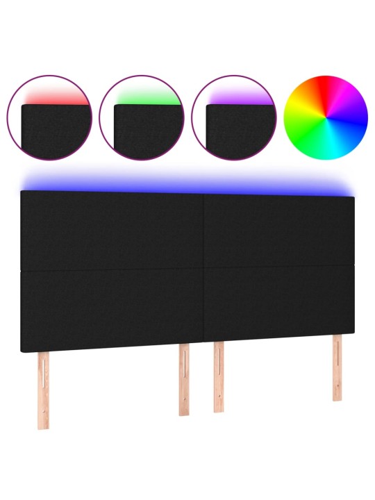 Čelo postele s LED černé 160x5x118/128 cm textil