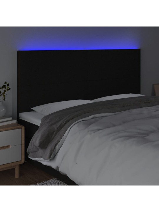 Čelo postele s LED černé 160x5x118/128 cm textil