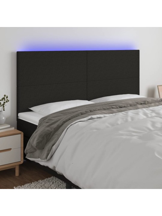 Čelo postele s LED černé 160x5x118/128 cm textil