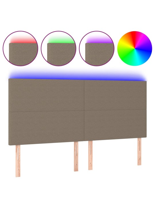 Čelo postele s LED taupe 160x5x118/128 cm textil