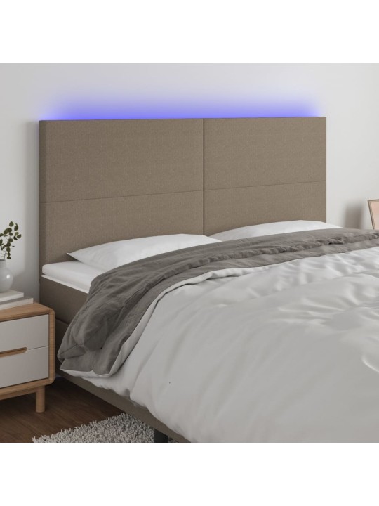 Čelo postele s LED taupe 160x5x118/128 cm textil