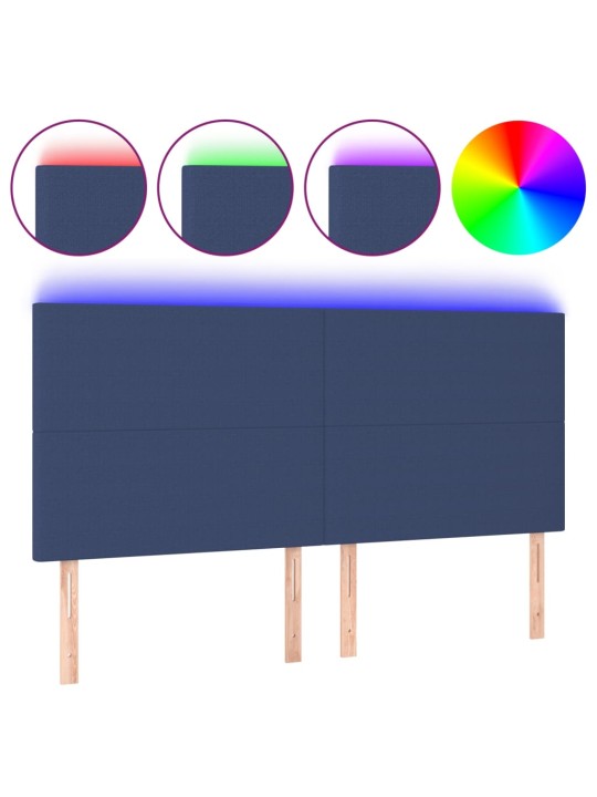 Čelo postele s LED modré 160x5x118/128 cm textil