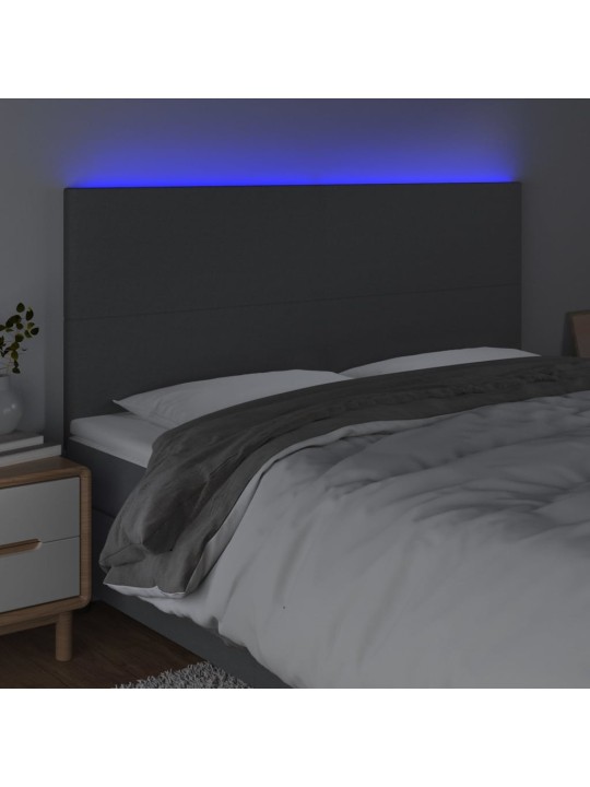 Čelo postele s LED tmavě šedé 180x5x118/128 cm textil