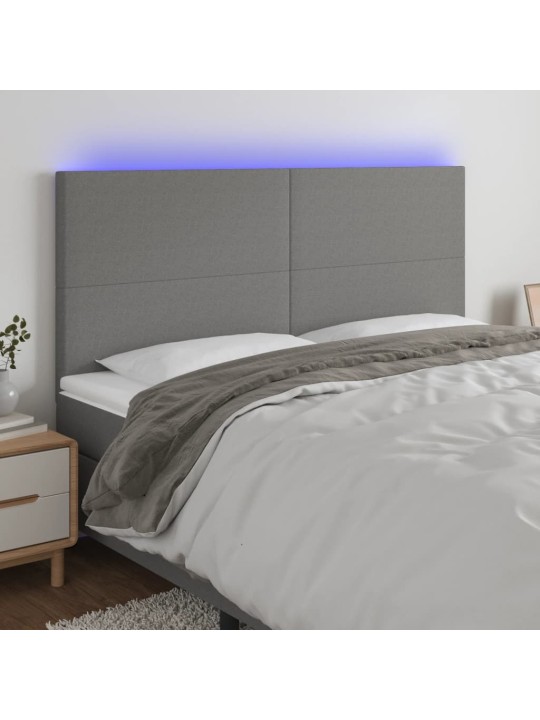 Čelo postele s LED tmavě šedé 200x5x118/128 cm textil
