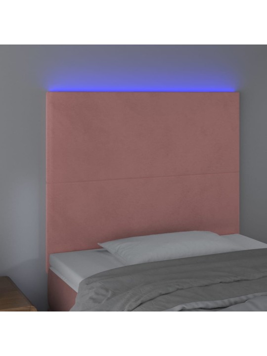 Čelo postele s LED růžové 80x5x118/128 cm samet