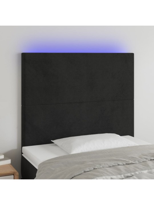 Čelo postele s LED černé 90x5x118/128 cm samet