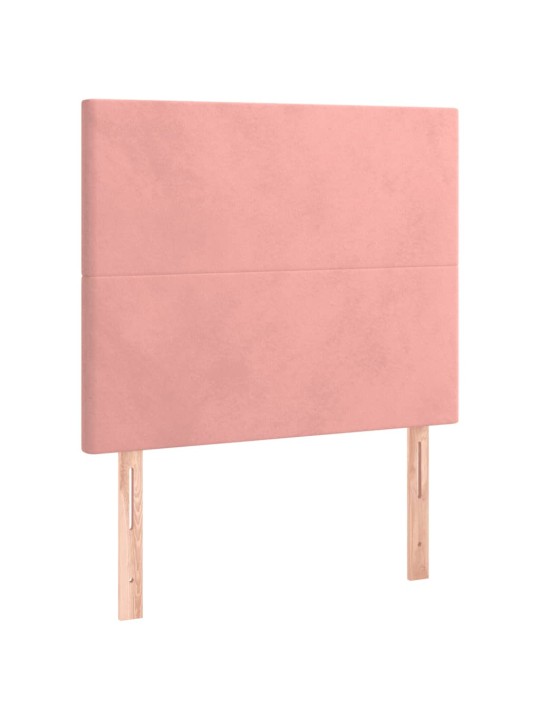 Čelo postele s LED růžové 90x5x118/128 cm samet
