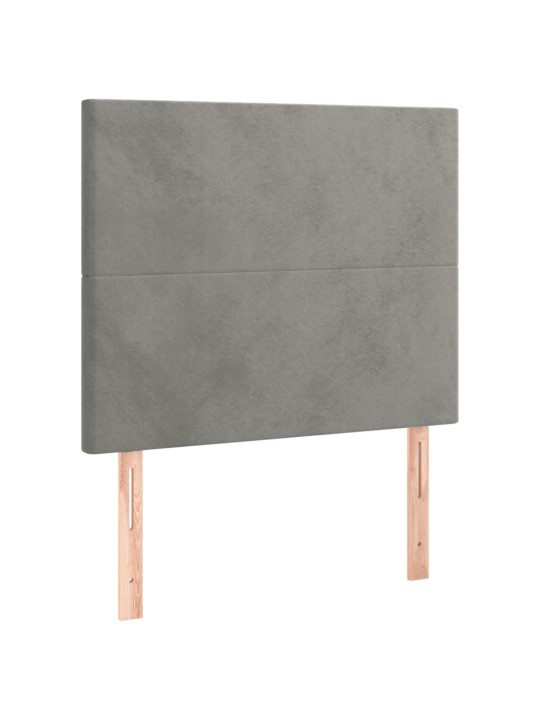 Čelo postele s LED světle šedé 100x5x118/128 cm samet