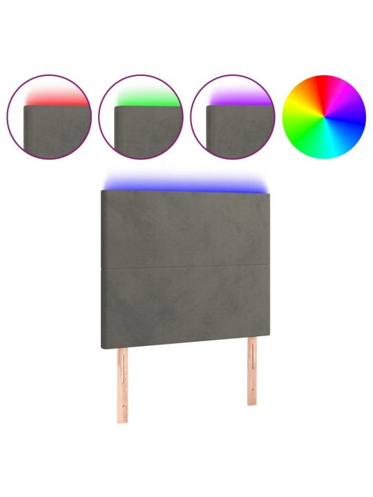Čelo postele s LED tmavě šedé 100x5x118/128 cm samet