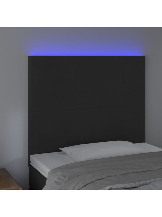 Čelo postele s LED černé 100x5x118/128 cm samet