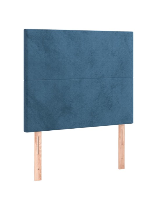 Čelo postele s LED tmavě modré 100x5x118/128 cm samet