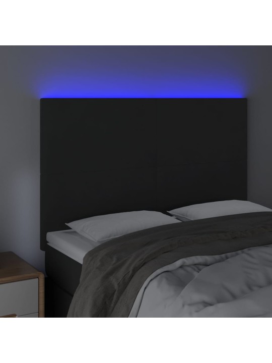 Čelo postele s LED černé 144x5x118/128 cm samet