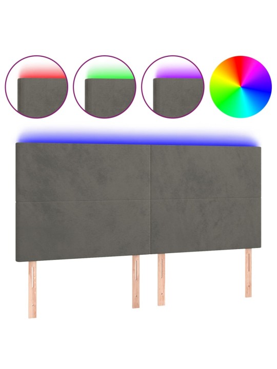 Čelo postele s LED tmavě šedé 160x5x118/128 cm samet