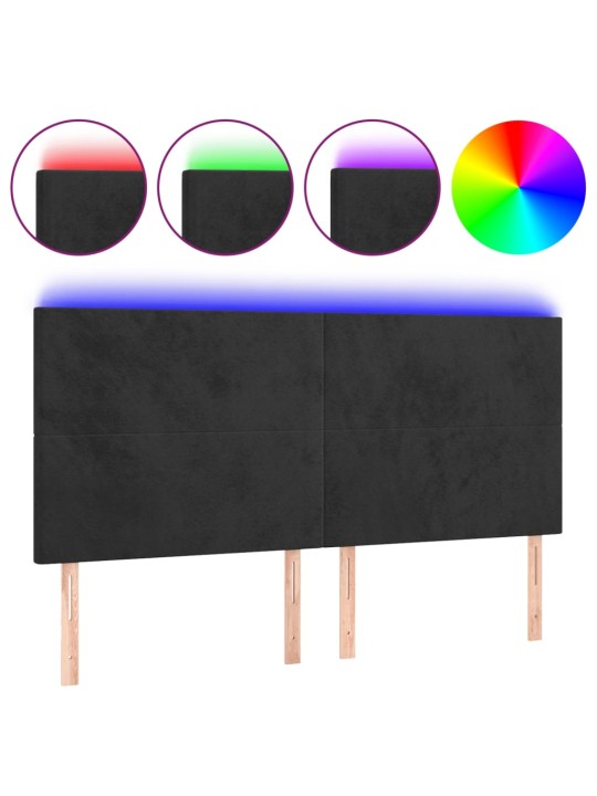 Čelo postele s LED černé 160x5x118/128 cm samet