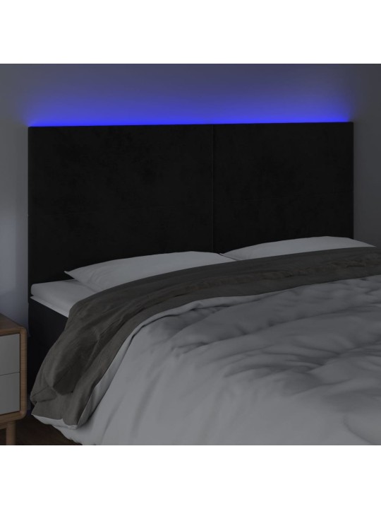Čelo postele s LED černé 160x5x118/128 cm samet