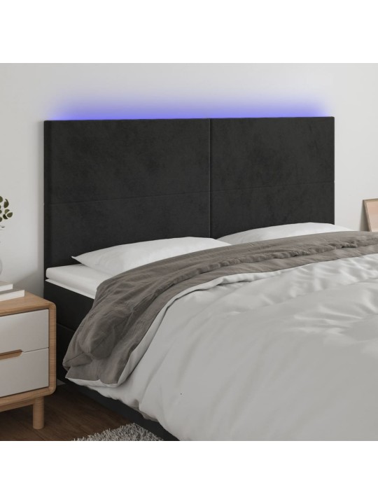 Čelo postele s LED černé 160x5x118/128 cm samet