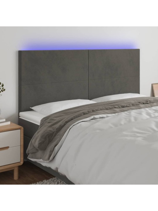 Čelo postele s LED tmavě šedé 180x5x118/128 cm samet
