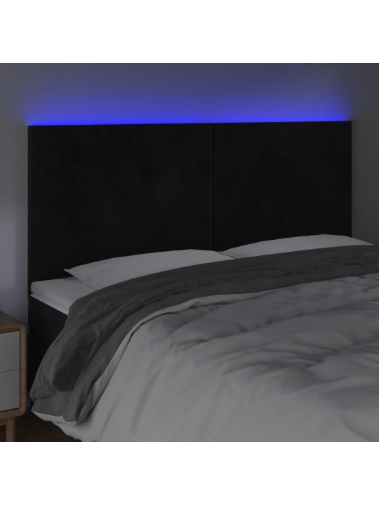 Čelo postele s LED černé 180x5x118/128 cm samet
