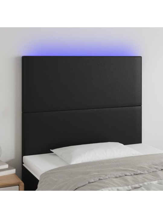 Čelo postele s LED černé 80x5x118/128 cm umělá kůže