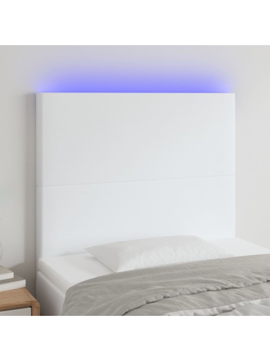 Čelo postele s LED bílé 80x5x118/128 cm umělá kůže