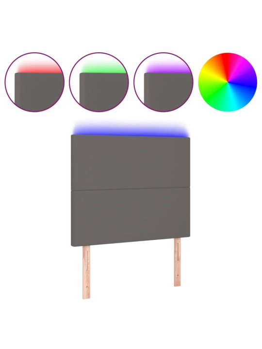 Čelo postele s LED šedé 80x5x118/128 cm umělá kůže